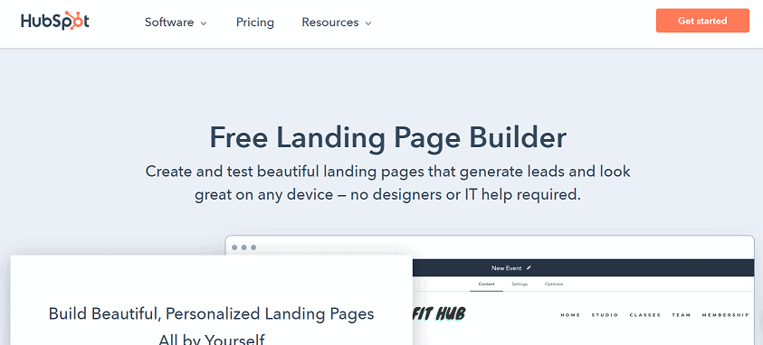 HubSpot landing page builder software