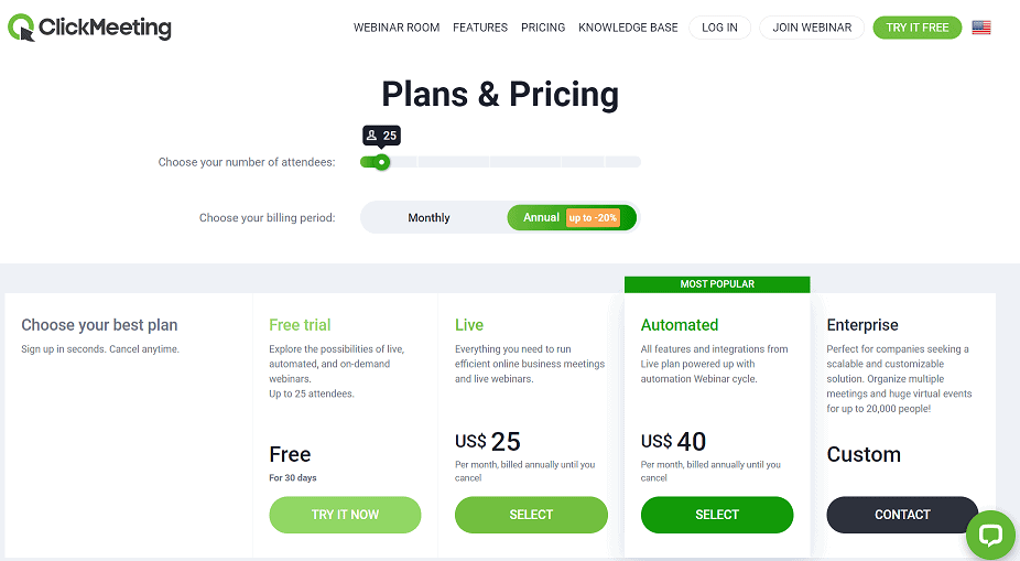 clickmeeting pricing plans