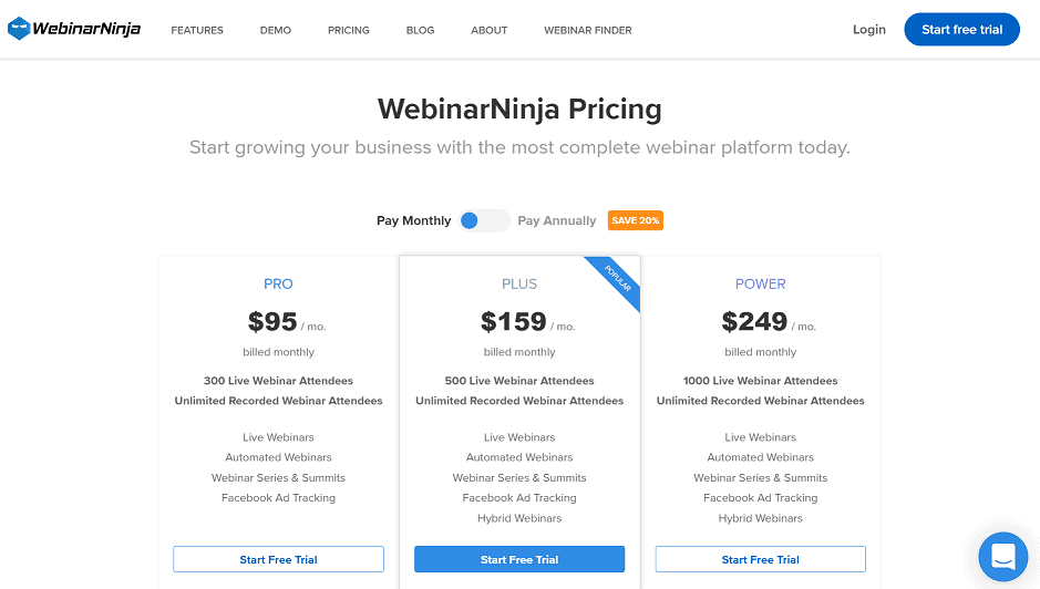 webinarninja pricing plans