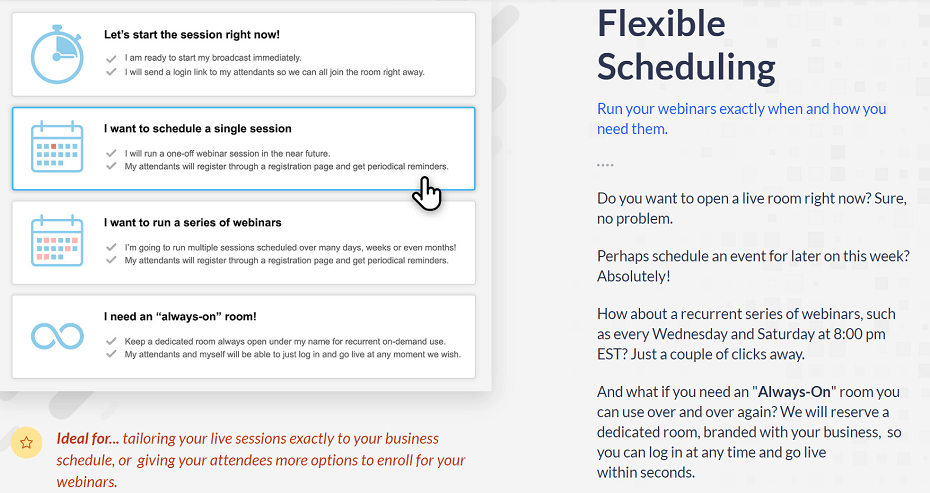 WebinarJam Flexible Scheduling