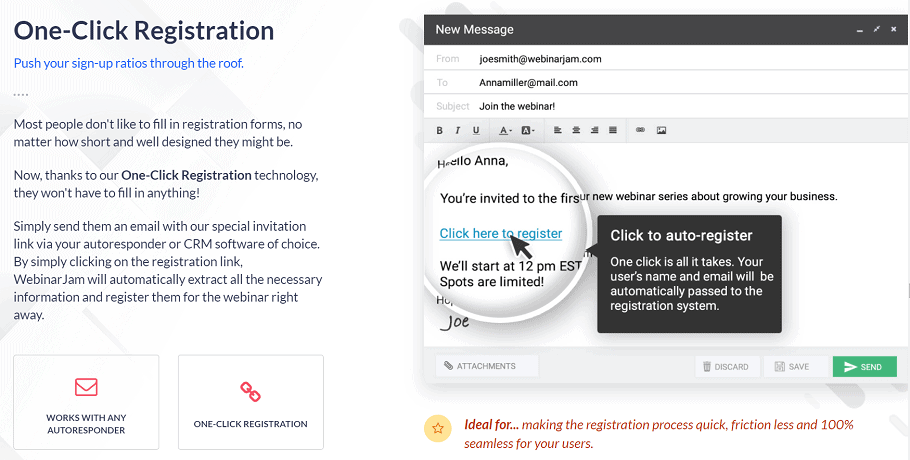 WebinarJam One-Click Registration